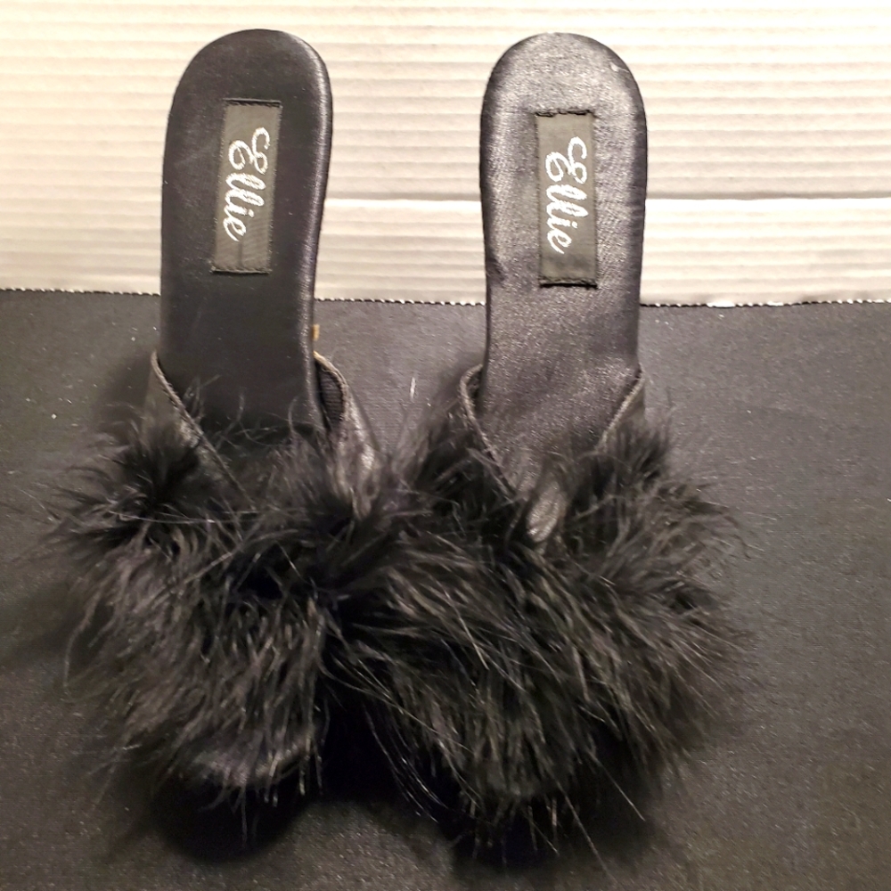Ellie Shoes 4" Heel Maribou Slippers